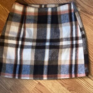 SHEIN Plaid Mini Skirt - Black, White, Brown